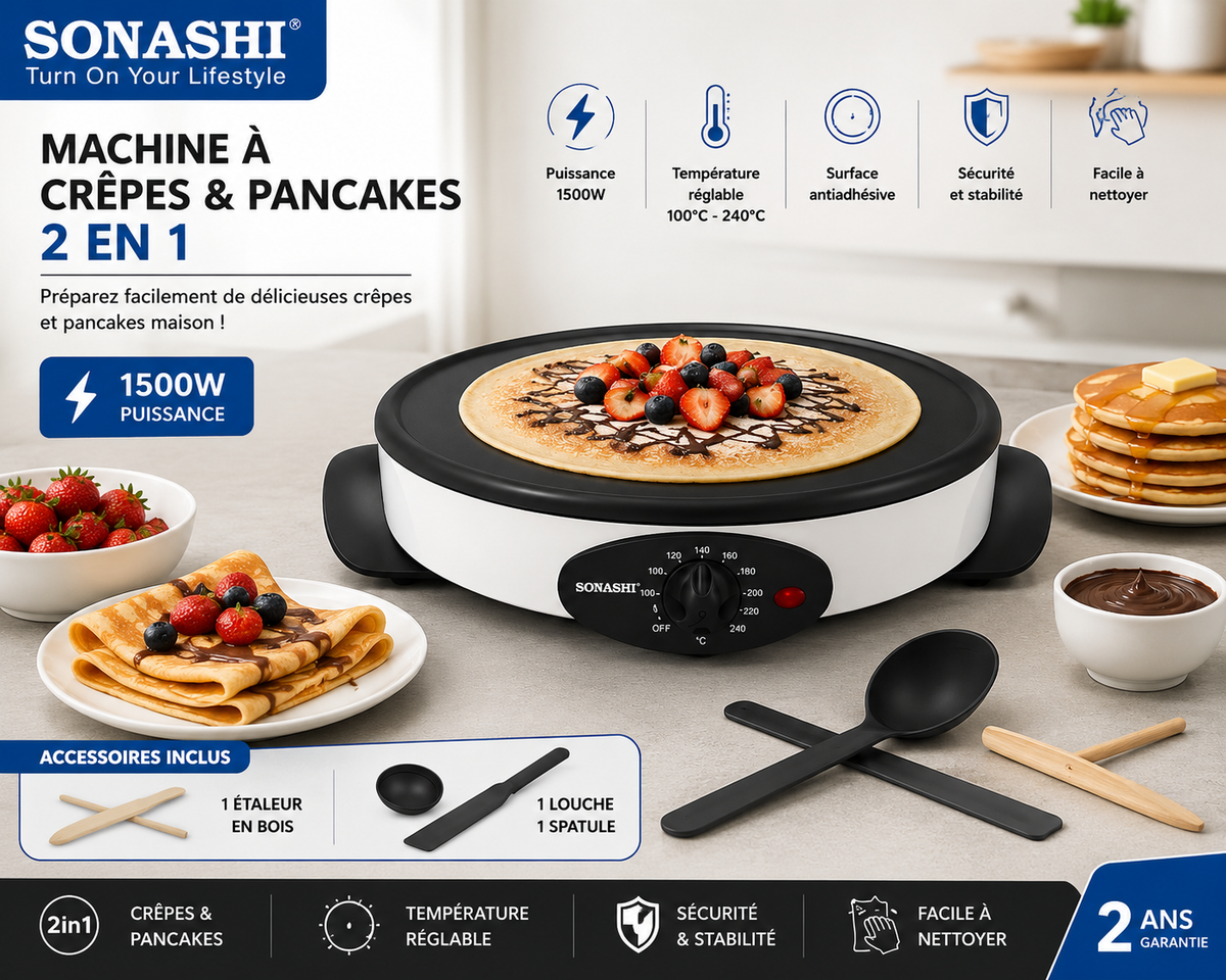 🔥 SONASHI 2 IN 1 — ماكينة الكريب والبانكيك! 🥞