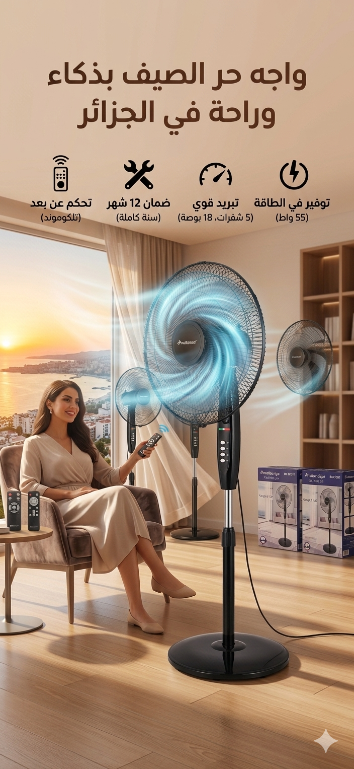 "مروحة Multismart الذكية 18 بوصة ! 🌪️" "ضمان 12 شهر